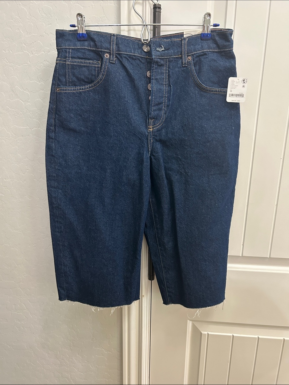We The Free Dark Blue Denim Bermuda Shorts
